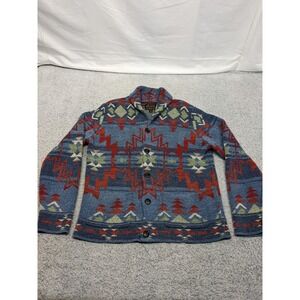 Lucky Brand Heavy Aztec Southwestern Shawl Collar Cardigan Large Navajo Sweater